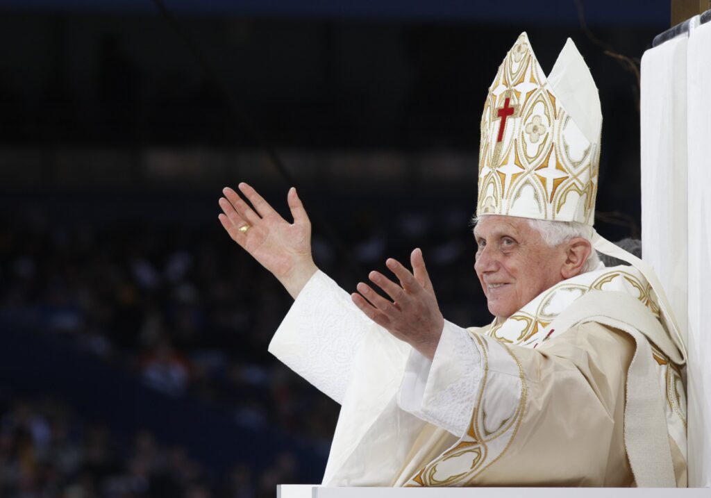 Pope Benedict XVI is pictured during Mass at Yankee Stadium in New York in this file photo from 2008.
