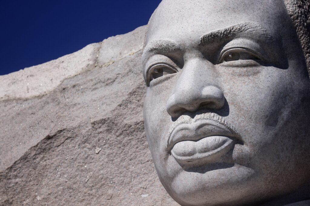 The Martin Luther King, Jr. Memorial in Washington is seen Oct. 21, 2021, during an event to celebrate its 10th anniversary.