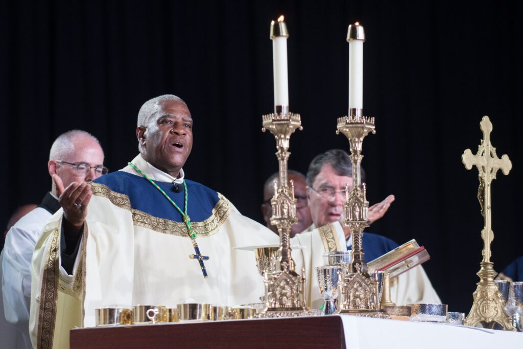 Bishop Jacques E. Fabre-Jeune is seen during his installation Mass as the 14th bishop of Diocese of Charleston, S.C., May 13, 2022.