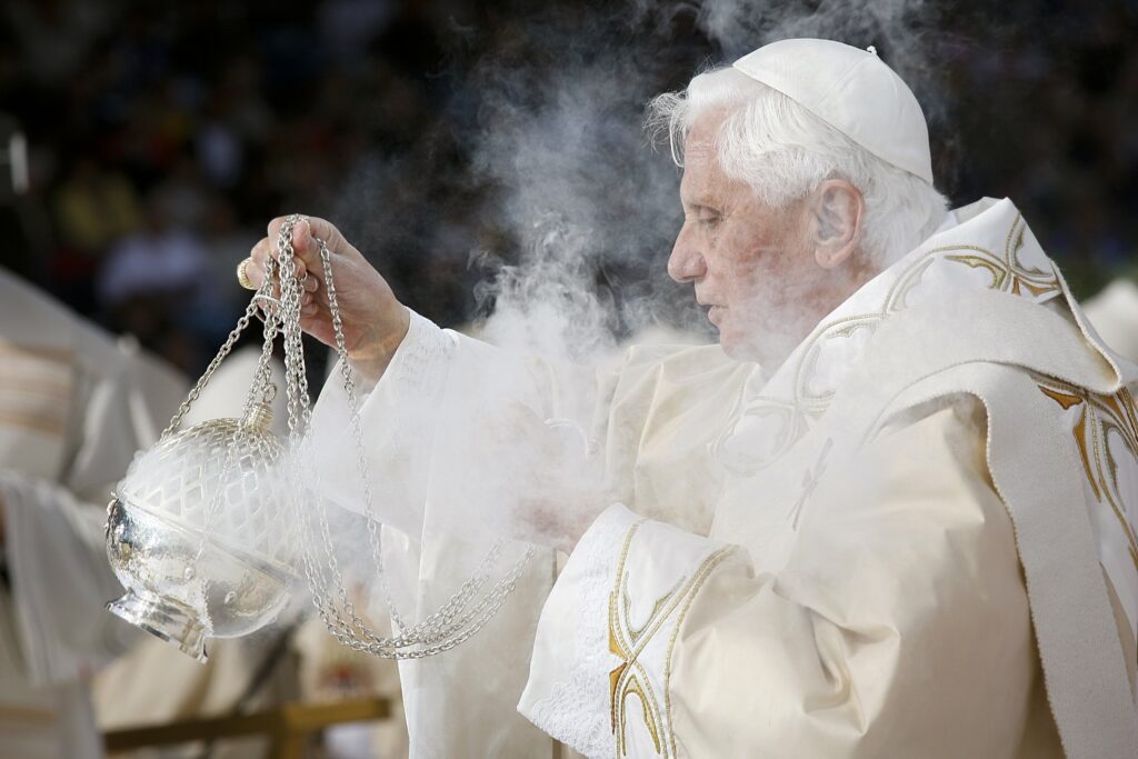 Pope Benedict XVI uses incense while celebrating Mass at Yankee Stadium in New York April 20, 2008.