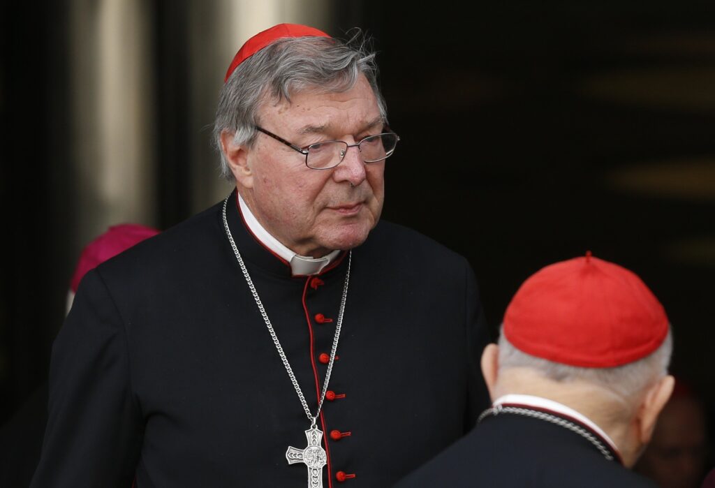 Cardinal George Pell is pictured during the extraordinary Synod of Bishops on the family at the Vatican in this Oct. 16, 2014, file photo.