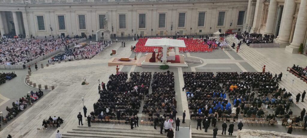 Thousands gathered to bid farewell to Pope Emeritus Benedict XVI at the funeral Mass at St. Peter's Square, January 5, 2023.