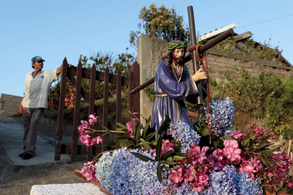 A statue of Christ is pictured during Via Crucis, or Stations of the Cross, in El Crucero, Nicaragua.