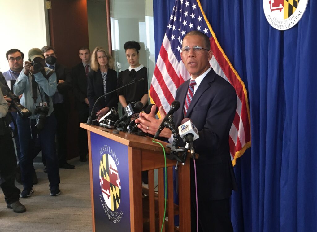 Maryland Attorney General Anthony G. Brown addresses the media April 5, 2023, prior to the release of a report on sexual abuse by representatives of the church in the Baltimore Archdiocese, for the most part from the 1940s to the early 1990s, as well as the way the archdiocese responded to reports of abuse.