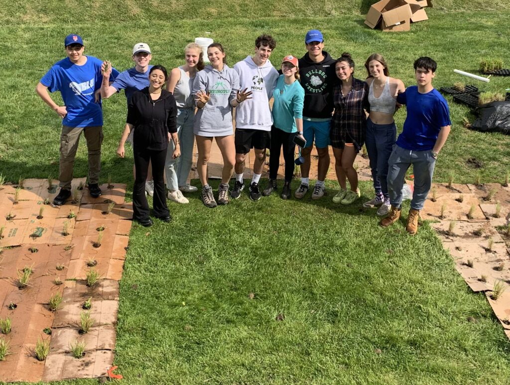 On Earth Day, the Environmental Club at Irvington High School participated in a project to help increase the biodiversity of the High School and Middle School campus.