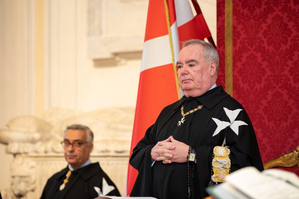 Fra' John T. Dunlap is elected grand master of the Sovereign Military Order of Malta at Rome's Villa Magistrale May 3, 2023.