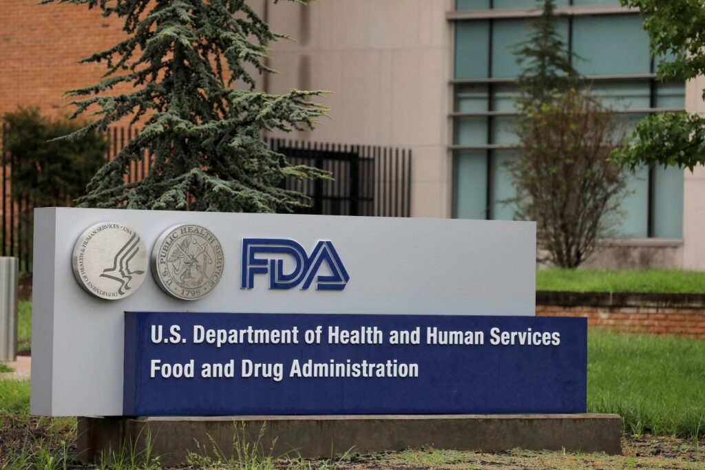 Signage is seen outside of the Food and Drug Administration headquarters in White Oak, Md., Aug. 29, 2020.