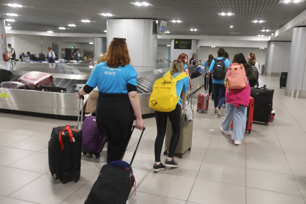 World Youth Day pilgrims from Brazil arrive at Humberto Delgado Airport in Lisbon, Portugal, July 30, 2023.