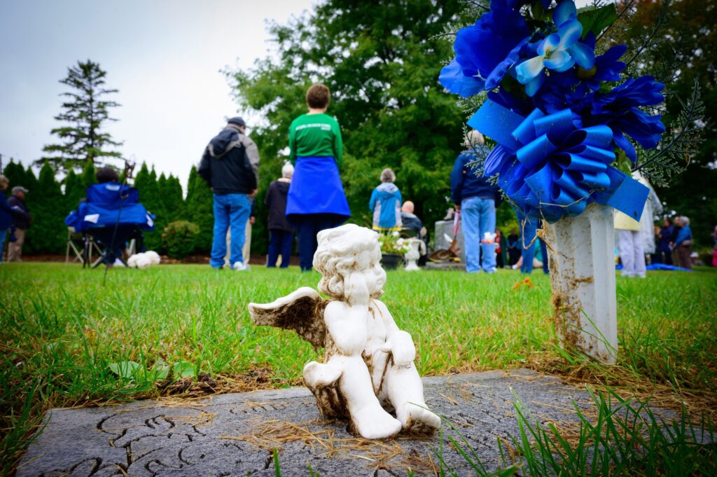 People gather for the National Day of Remembrance for Aborted Children Sept. 12, 2020, at Allouez Catholic Cemetery in Allouez, Wisconsin.