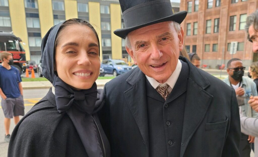 Monsignor Paul Bochicchio, a priest in residence at St. Francis Church in Hoboken, N.J., is pictured in an undated photo with Cristiana Dell'Anna who plays Mother Cabrini in the upcoming film "Cabrini," produced by Angel Studios about the life and ministry of St. Frances Xavier Cabrini, set to debut in theaters in March 2024. Msgr. Bochicchio is a script adviser and spiritual consultant for the film.