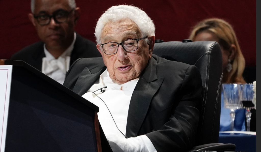 Former U.S. Secretary of State Henry Kissinger delivers the keynote address during the 78th annual Alfred E. Smith Memorial Foundation Dinner at the Park Avenue Armory in New York City on October 19, 2023. Kissinger died on November 29, 2023.