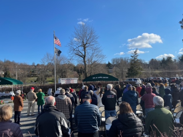 Veterans and their families participate in the 2022 Wreaths Across America event at Gate of Heaven Cemetery in Hawthorne.