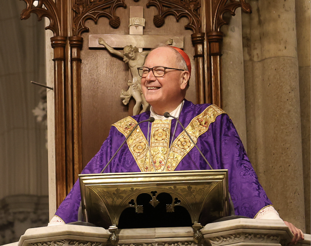 Cardinal Timothy Dolan delivers the homily at St. Patrick's Cathedral, December 3, 2023.