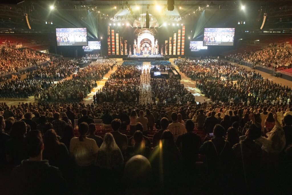 Bishops process during the closing Mass at the SEEK24 conference at America's Center Convention Complex in St. Louis on January 5, 2024.