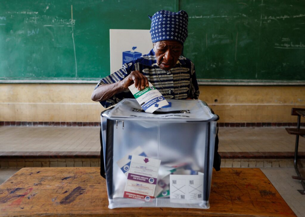 A woman casts her ballot at a polling station in Kinshasa, Democratic Republic of Congo, on December 20, 2023, the day of the presidential election.