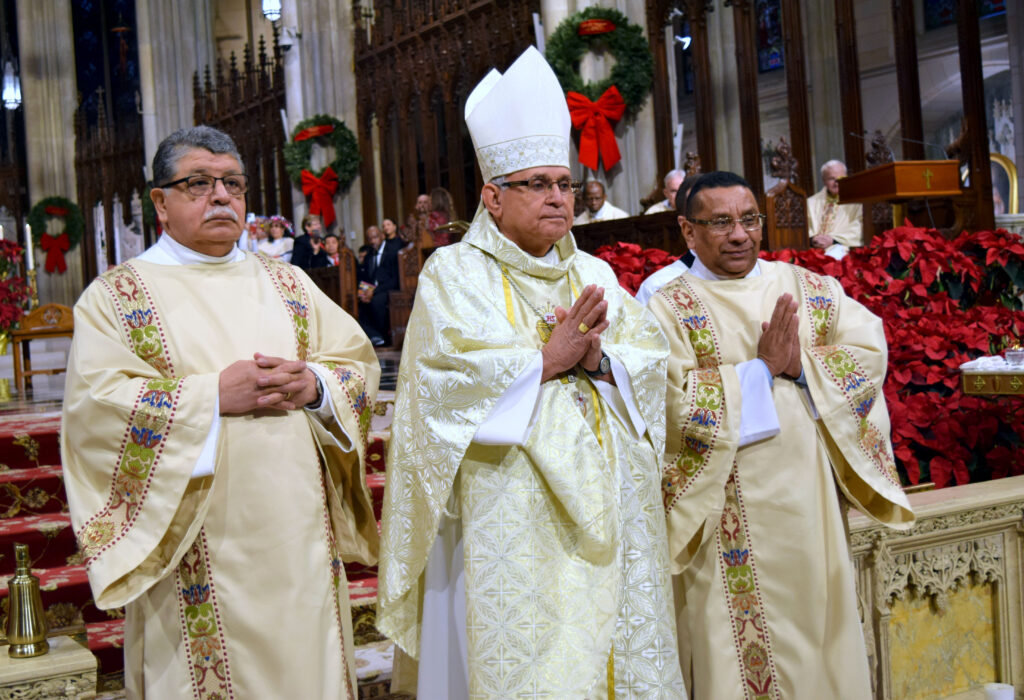 Cardinal Álvaro Leonel Ramazzini Imeri of Huehuetenango, Guatemala (center) served as the principal celebrant of the annual Christ of Esquipulas Mass, Sunday, January 7, 2024, at St. Patrick's Cathedral.