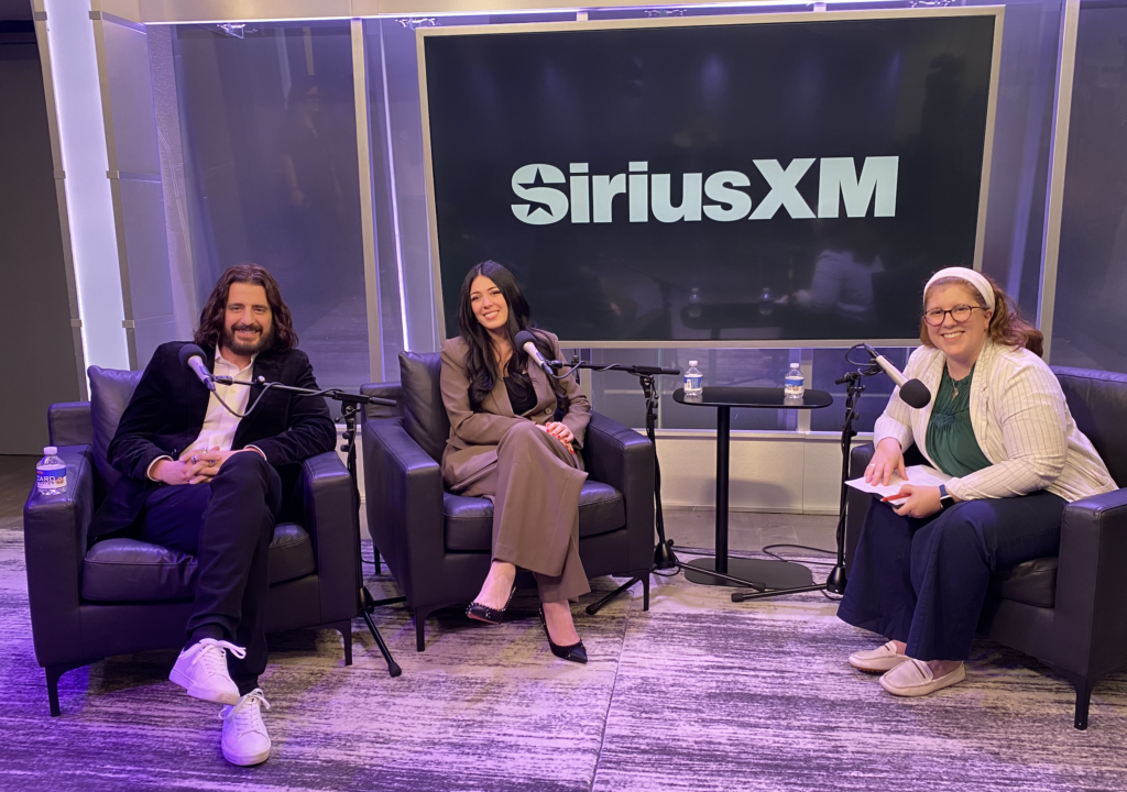 Stars of the hit series “The Chosen” Jonathan Roumie (left) and Elizabeth Tabish (center) joined The Catholic Channel host Katie Prejean McGrady (right) for a town hall-style interview about the show’s new season, Tuesday, January 30, at Sirius XM headquarters in Midtown Manhattan.