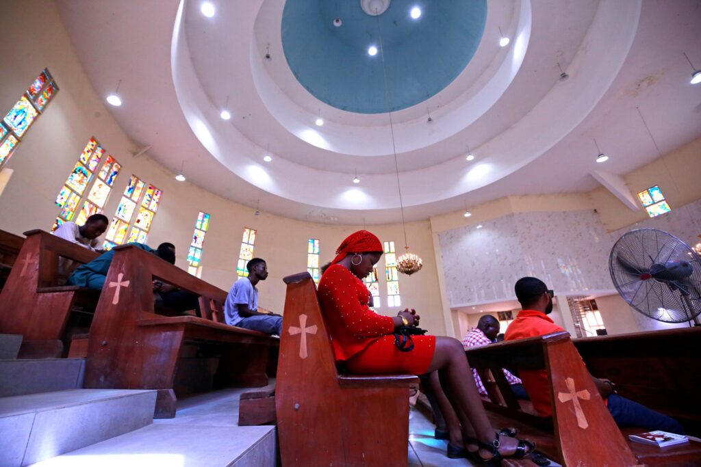 Worshippers are pictured in a file photo praying during Mass at St. Gabriel Catholic Church in Abuja, Nigeria. A report published in early 2023 shows that the Mass attendance rate in Nigeria is one of the highest in the world, but at the same time the nation's persecution of Christians and other non-Muslims ranks among the worst on the planet. The Open Doors organization reported that 90% of the more than 5,600 Christians killed for their faith in 2023 were from Nigeria.