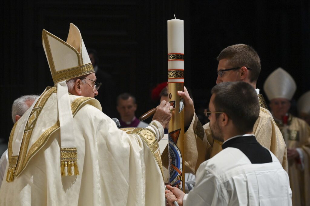 Major Archbishop Sviatoslav Shevchuk of Kyiv-Halych, Ukraine, head of the Ukrainian Catholic Church, leaves the Vatican's Paul VI Audience Hall October 6, 2023, after the morning session of the assembly of the Synod of Bishops.