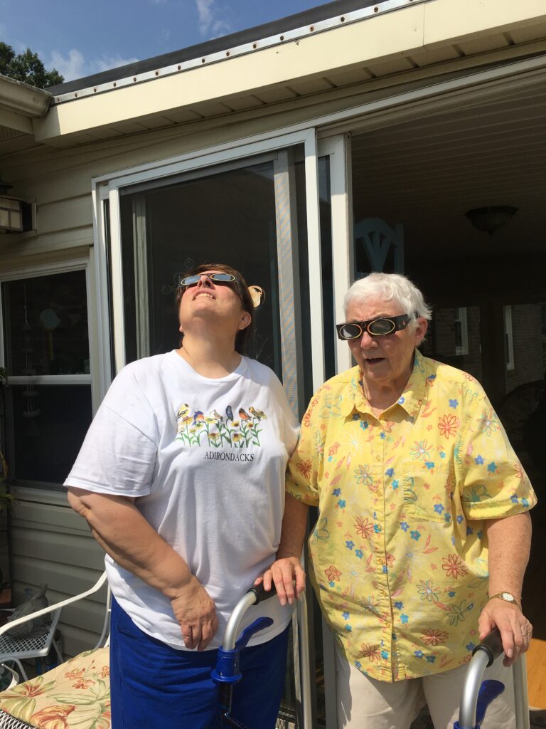 The Dominican Sisters of Hope hosted an eclipse watch party at The Center at Mariandale in Ossining, New York, as well as participating "virtually" from their homes around the country with their Eclipse Party Packs, on April 8, 2024.