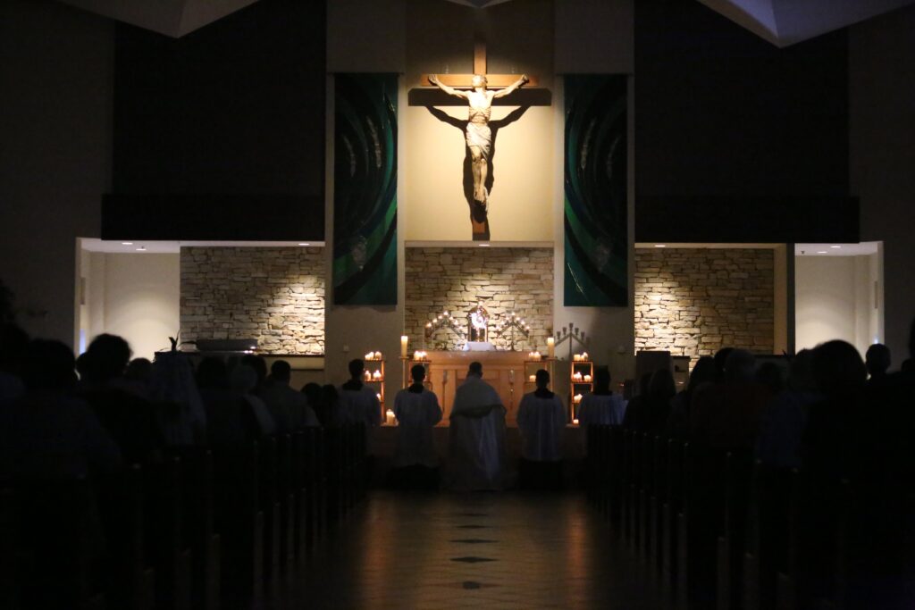 A stop on the St. Junipero Serra Route of the National Eucharistic Pilgrimage at St. Therese (North) Church in Kansas City, Missouri, June 29, 2024. (OSV News photo/Megan Marley)