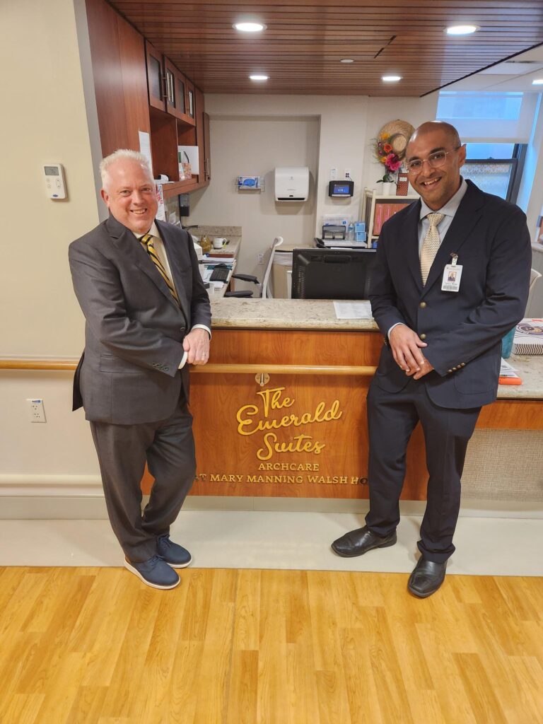 Scott LaRue, CEO of ArchCare (left) poses with Dr. Taimur Mirza, ArchCare's new chief medical officer.