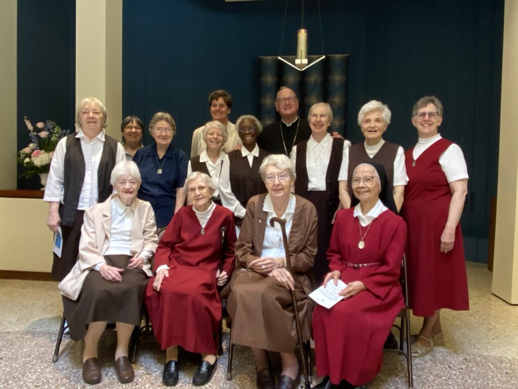Cardinal Timothy Dolan (center, back row) poses with the Discalced Carmelite Nuns of Beacon, the Redemptoristine Nuns of New York, and other sisters religious at the Carmelite Monastery in Beacon, July 26, 2024.