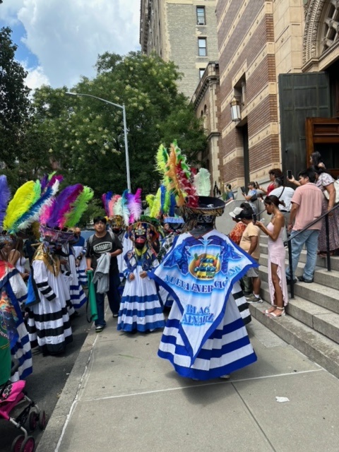 Parishioners of Holy Trinity Church on the Upper West Side of Manhattan celebrate the feast of St. James (Santiago) in Oaxacan costume, July 21, 2024.