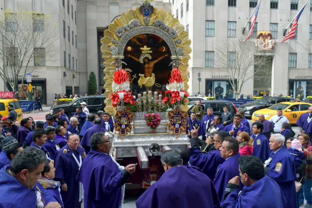 Our Lord of Miracles outside St. Patrick's Cathedral before a recent annual Mass.