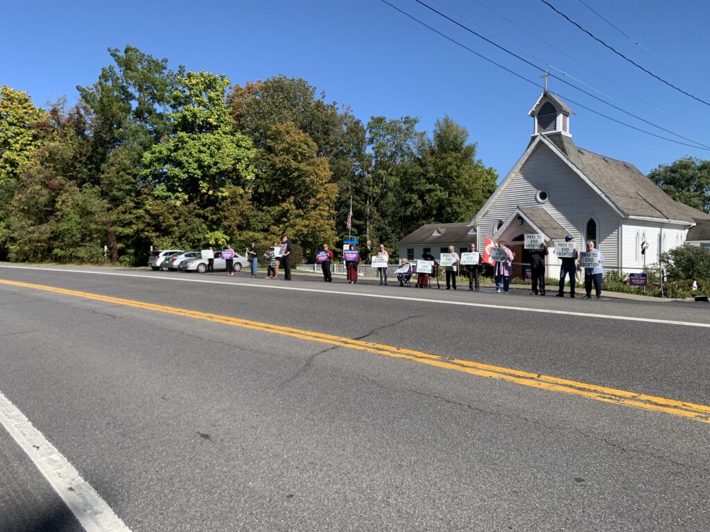 The front of Sacred Heart Church on route 9W northbound at Esopus featured a prayer chain led by Deacon. Timothy L. Dean.