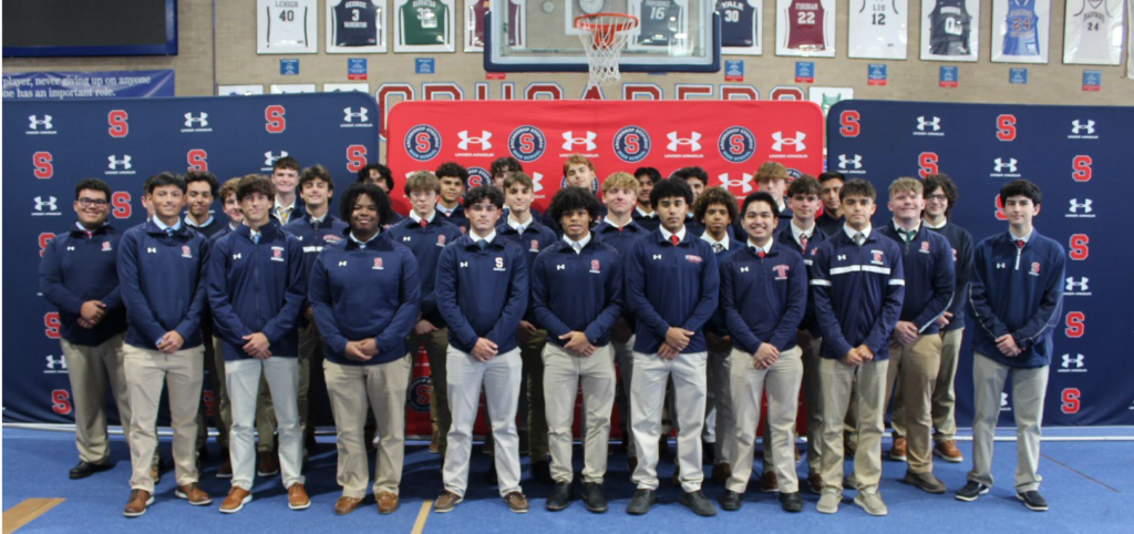 Mentors and mentees of Stepinac High School's Susan and Daniel P. Mahoney '67 Business Honors Academy Mentorship Program are shown in an undated photo.