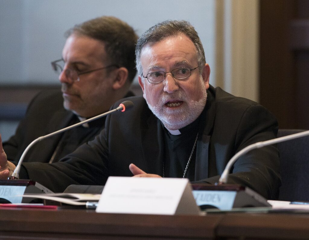 Bishop Jaime Soto of Sacramento, California, speaks at the headquarters of the U.S. Conference of Catholic Bishops in Washington January 17, 2018.