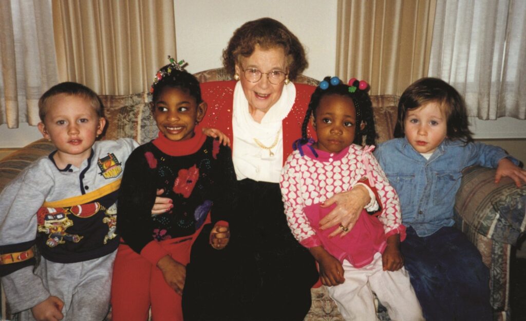 Gertrude Agnes Barber is pictured with children in an undated photo in Erie, Pennsylvania.