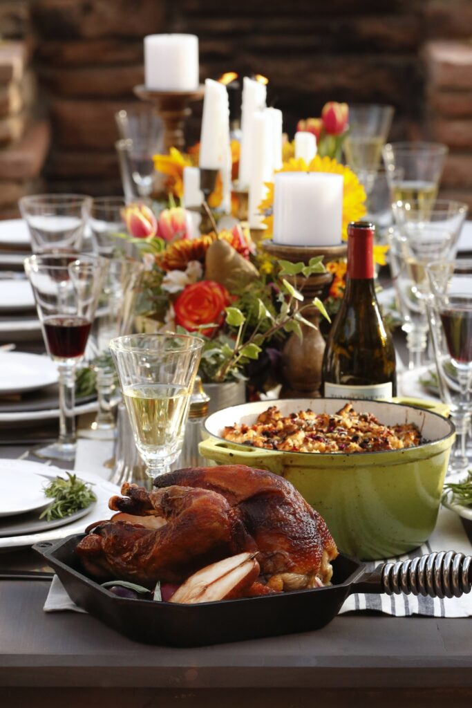 An illustration shows a Thanksgiving Day table featuring foods from local farms, ranches and purveyors in Arizona. (OSV News photo/Nancy Wiechec)