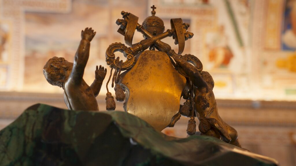 Two cherubs in St. Peter's Basilica at the Vatican can be seen in this high-resolution photograph taken in 2023 by Iconem, a French startup specializing in the digitization of important cultural sites, as part of a project supported by Microsoft to create a "digital twin" of the basilica online.