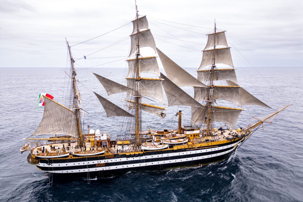 The "Amerigo Vespucci," an historic Italian sailing ship dating back to 1931, is pictured near Rio de Janeiro, Brazil, October 20, 2023.