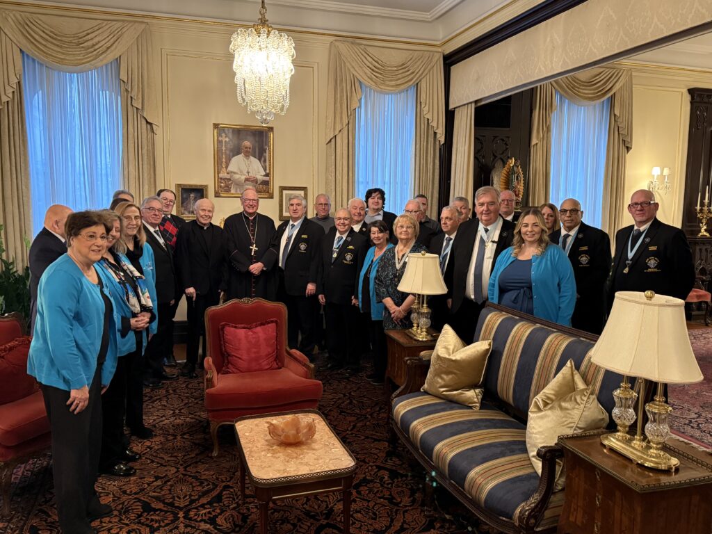 Representatives of the New York State Knights of Columbus' and Columbiettes’ leadership met with Cardinal Timothy Dolan (center left) and presented him with a $20,000 donation on Sunday, January 27, 2025.