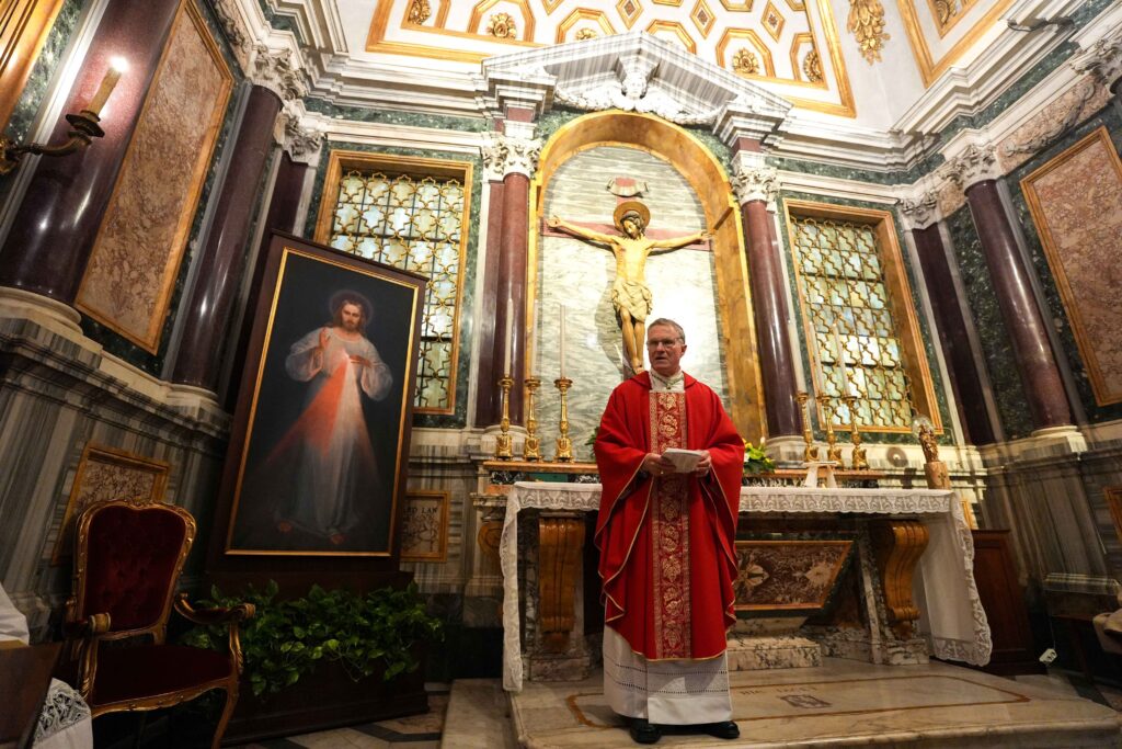 Archbishop Timothy P. Broglio of the U.S. Archdiocese for the Military Services gives his homily during Mass at the Basilica of St. Mary Major in Rome on February 6, 2025, as part of the Jubilee of the Armed Services, Police and Security Personnel.