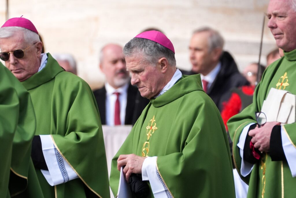 Archbishop Timothy P. Broglio of the U.S. Archdiocese for the Military Services arrives to concelebrate Mass with Pope Francis for the Jubilee of the Armed Services, Police and Security Personnel in St. Peter’s Square at the Vatican February 9, 2025.