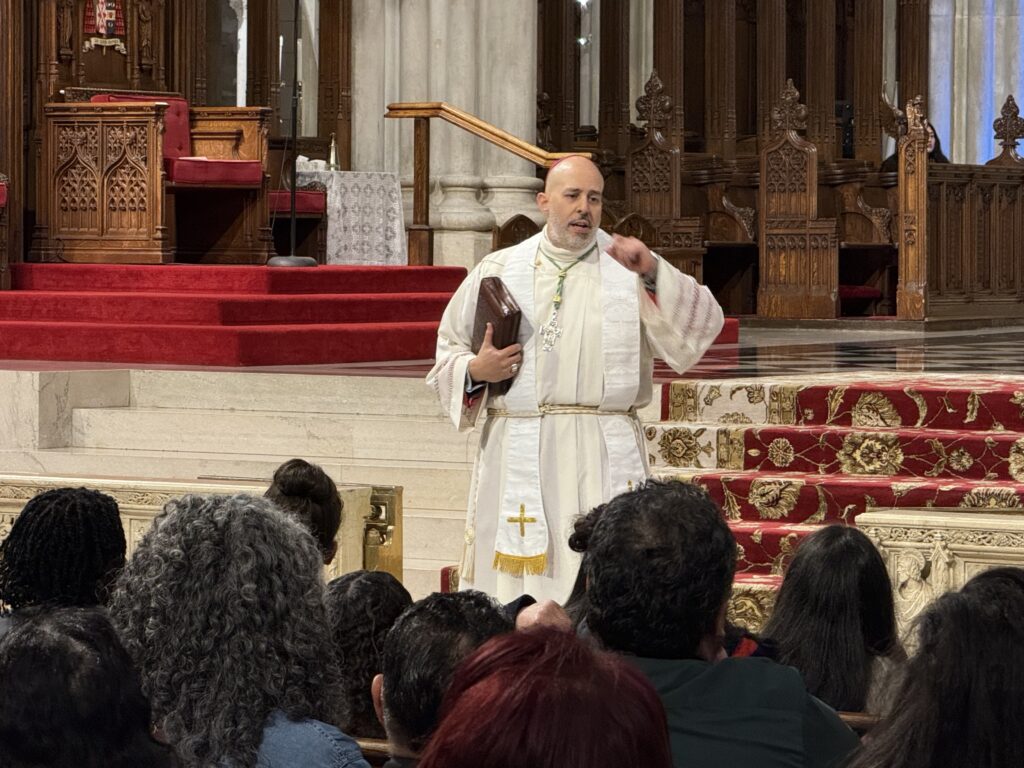 Archdiocese of New York Auxiliary Bishop Joseph Espaillat speaks to the Jesus in Zion event, January 31, 2025, at St. Patrick’s Cathedral.