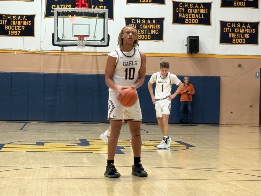 Iona Preparatory School senior Nate Shillingford shoots from the foul line in a first-round playoff game against Mount Saint Michael Academy.