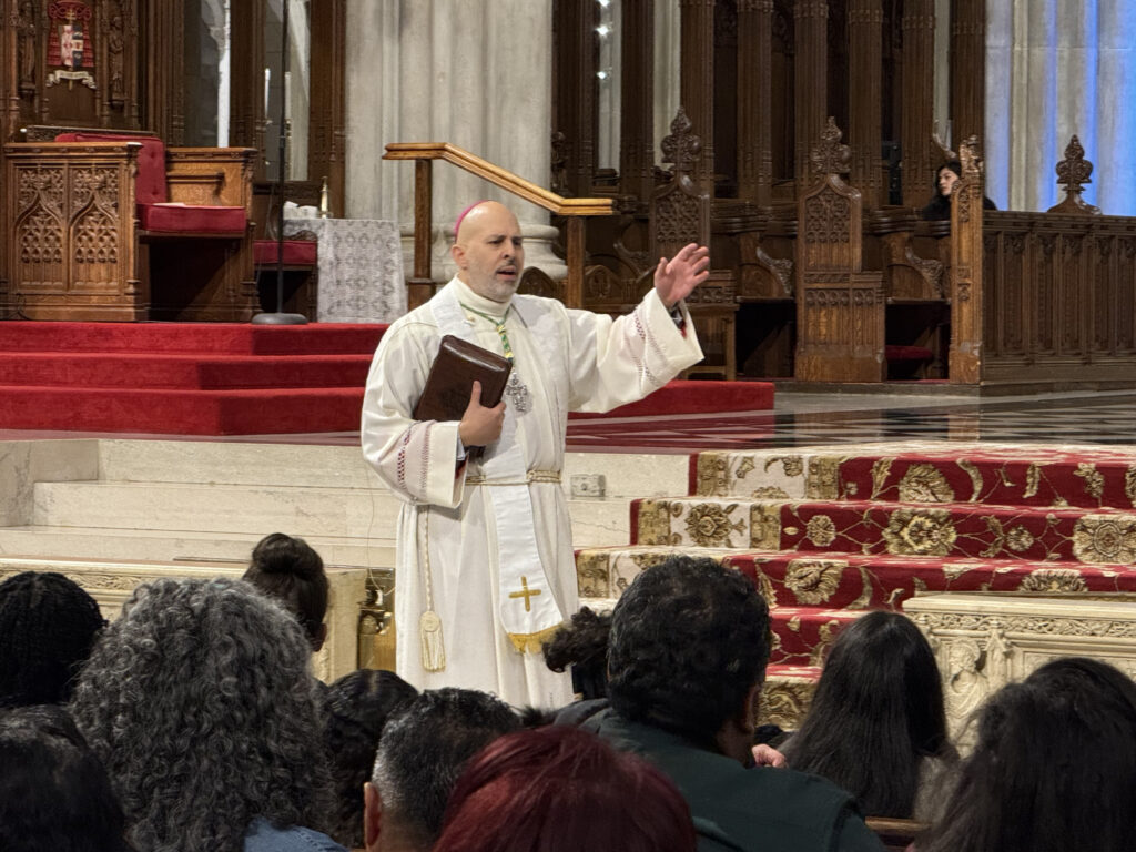 Archdiocese of New York Auxiliary Bishop Joseph Espaillat speaks to the Jesus in Zion event, January 31, 2025, at St. Patrick’s Cathedral.
