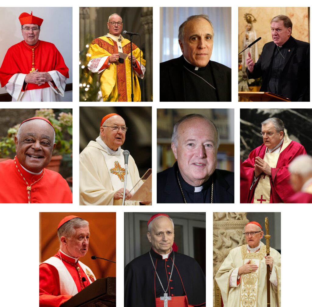 The 10 U.S. cardinal electors, plus Cardinal Christophe Pierre, apostolic nuncio to the United States, 79, who will voting in the upcoming papal conclave at the Vatican, are pictured in a combination photo.