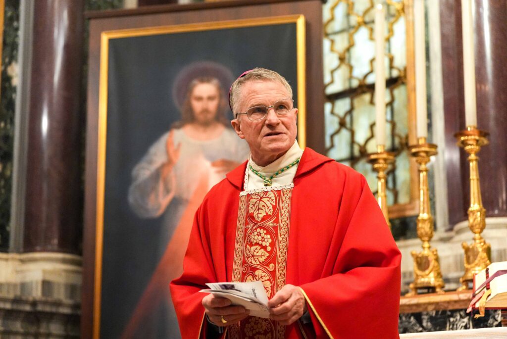 Archbishop Timothy P. Broglio of the U.S. Archdiocese for the Military Services gives a homily during Mass at the Basilica of St. Mary Major in Rome on February 6, 2025.