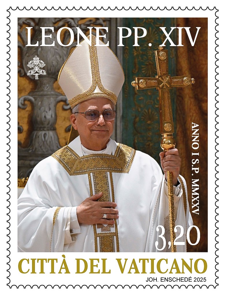 A Vatican stamp featuring Pope Leo XIV is seen in this image released on May 27, 2025.