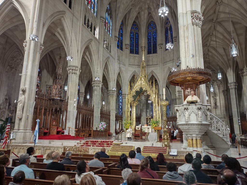 Father Pablo Ruani delivers his homily during the annual Our Lady of Lujan Mass at St. Patrick’s Cathedral, Sunday, May 25, 2025. Photo courtesy of Romy Rabell, Cultural Diversity Apostolate.