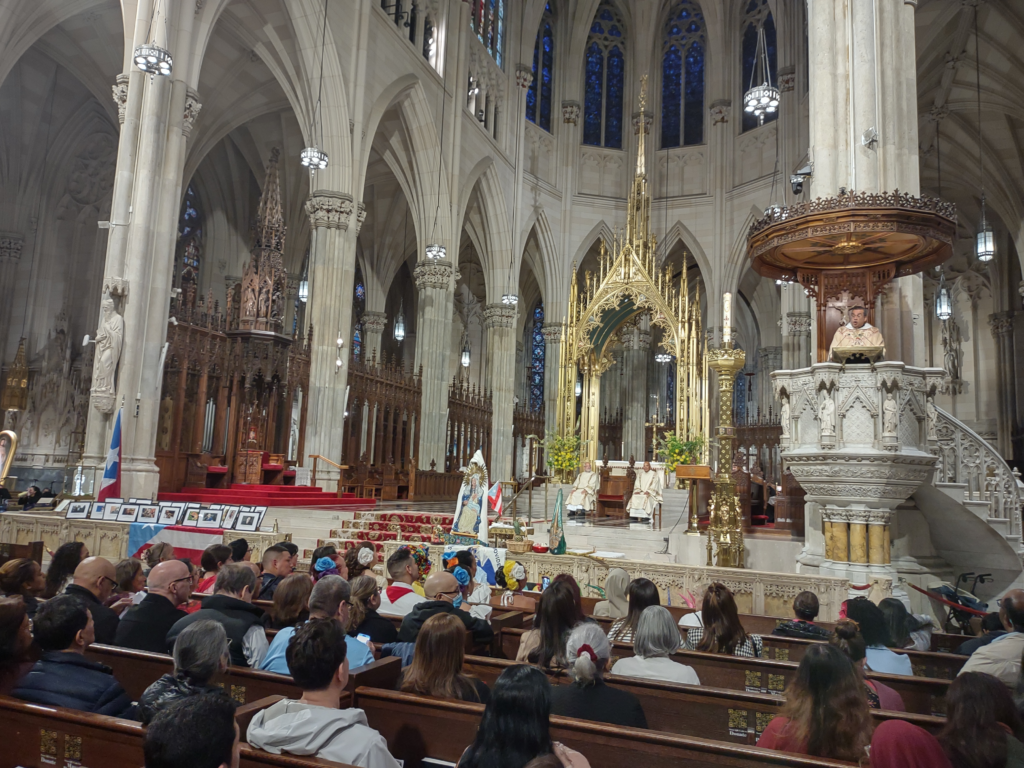 Father Eric Cruz delivers the homily during the annual Puerto Rican Cultural Day Mass at St. Patrick's Cathedral, Sunday, June 1, 2025. Photo Courtesy of Romy Rabell, Cultural Diversity Apostolate