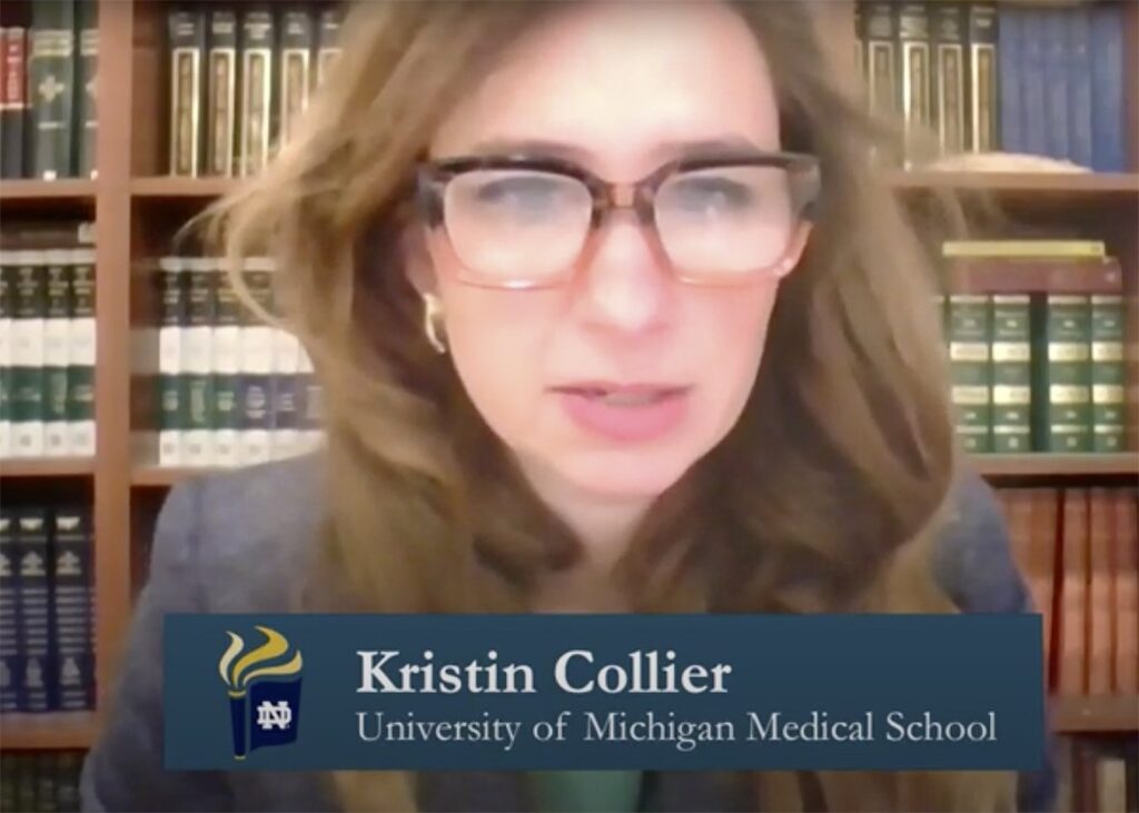 This is a screenshot of Dr. Kristin Collier, Director of the Health, Spirituality, and Religion Program at the University of Michigan Medical School.