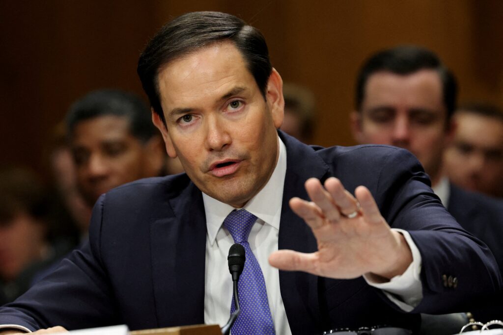 U.S. Secretary of State Marco Rubio gestures as he testifies at a Senate Foreign Relations Committee hearing on Capitol Hill in Washington May 20, 2025, on U.S. President Donald Trump's State Department budget request for the Department of State.