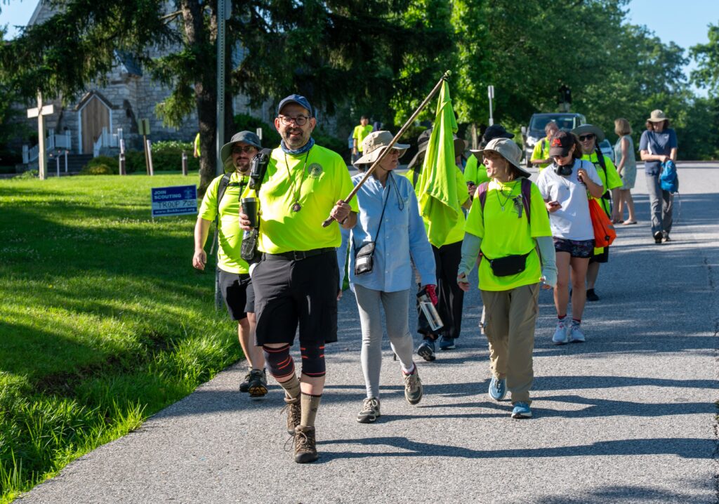 Rob Judge, executive director of the National Shrine of St. Elizabeth Ann Seton in Emmitsburg, Maryland, leads pilgrims on the 55-mile "Footsteps of Mother Seton" walk on June 20, 2025.
